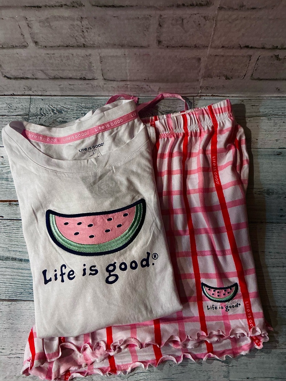Life Is Good 2Pc Woman’s Large Watermelon Pajama Set